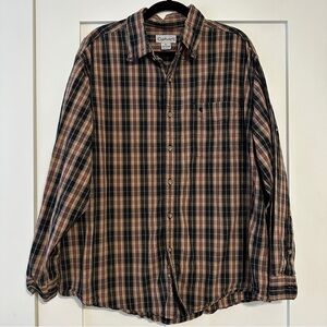 Carhartt Men's XL Plaid Shirt - Black, Red and Tan